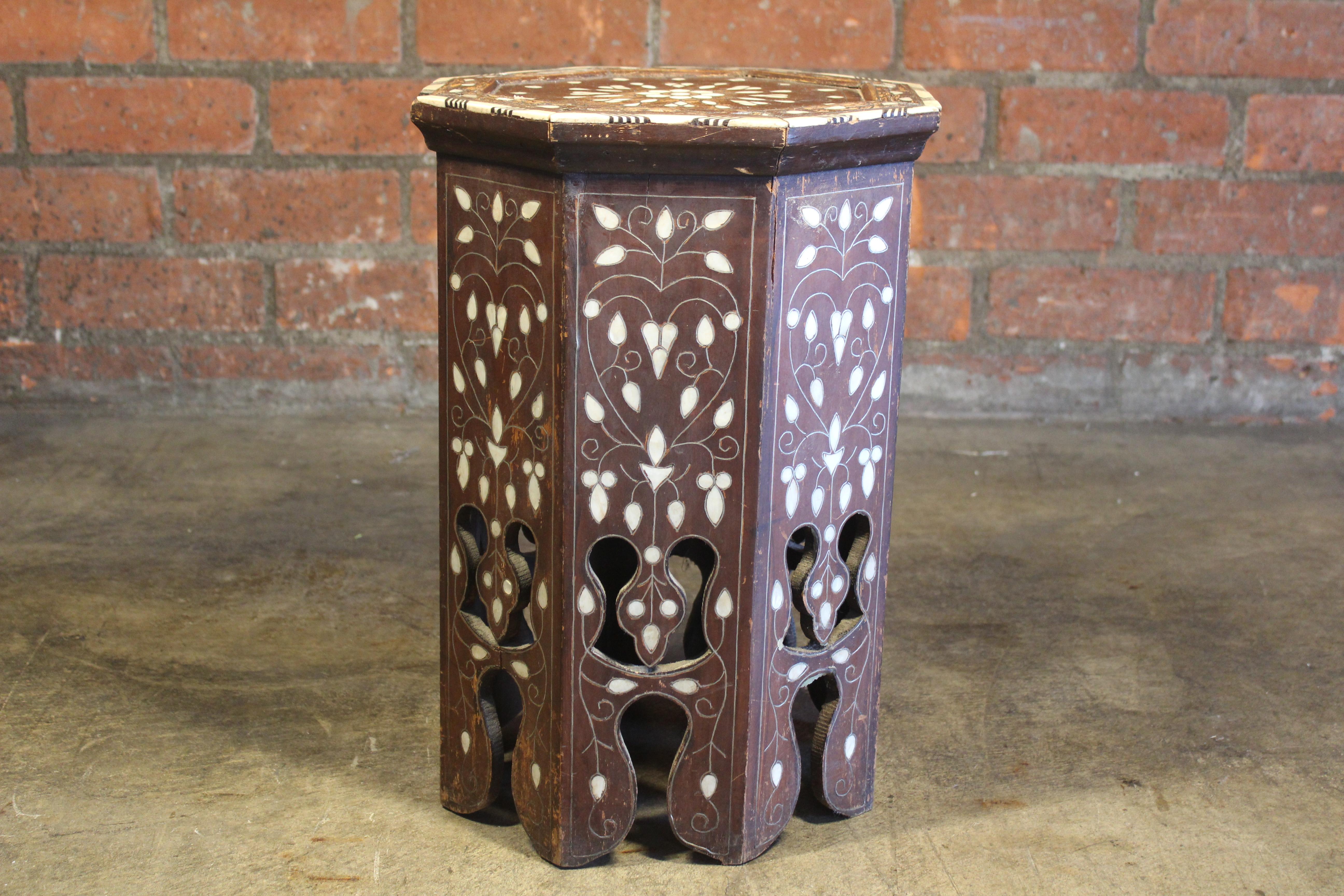 Inlay Antique Inlaid Moroccan Tabouret Side Table