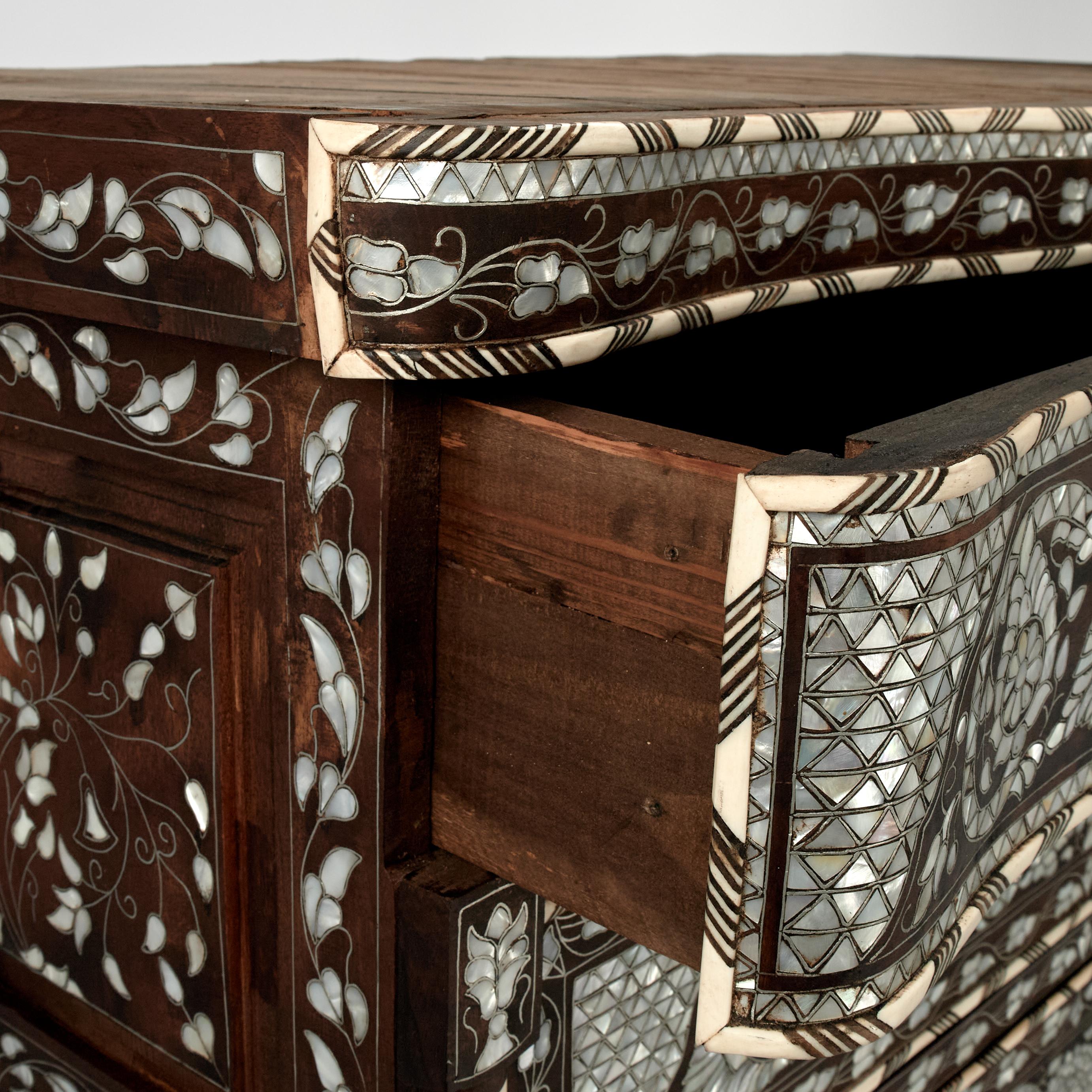 Antique Inlaid Moroccan Tall Chest For Sale 3
