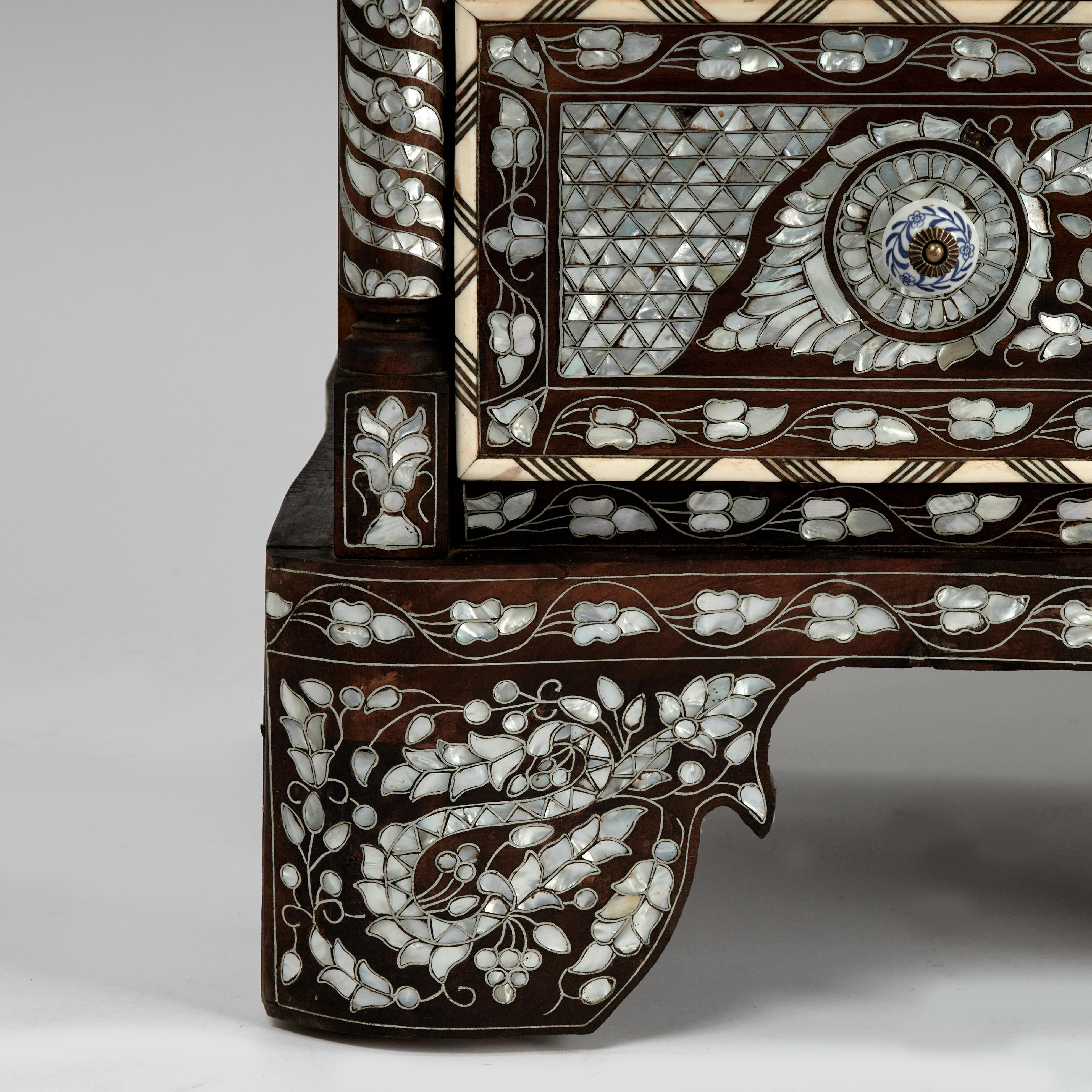 Antique Inlaid Moroccan Tall Chest For Sale 4
