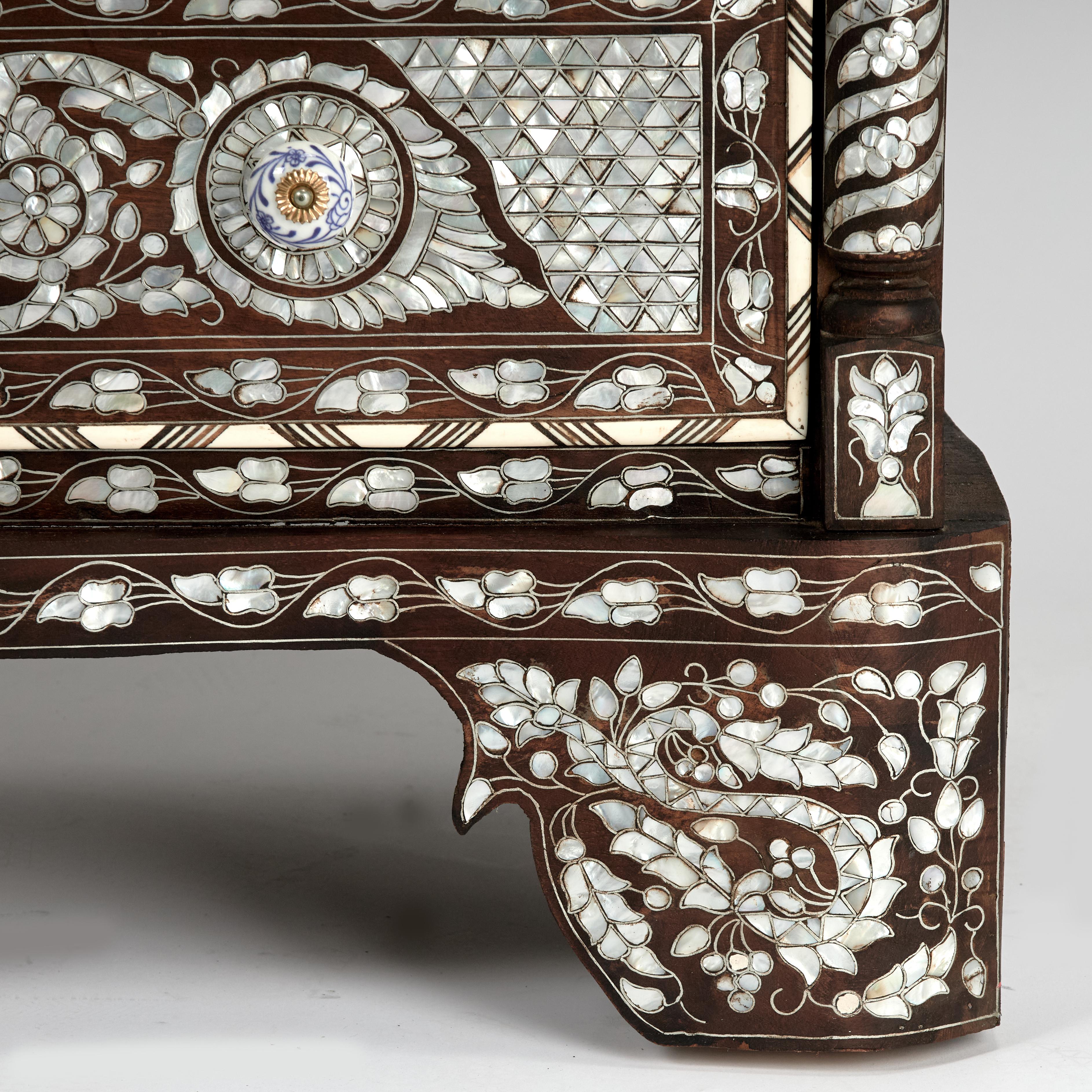 Antique Inlaid Moroccan Tall Chest For Sale 6
