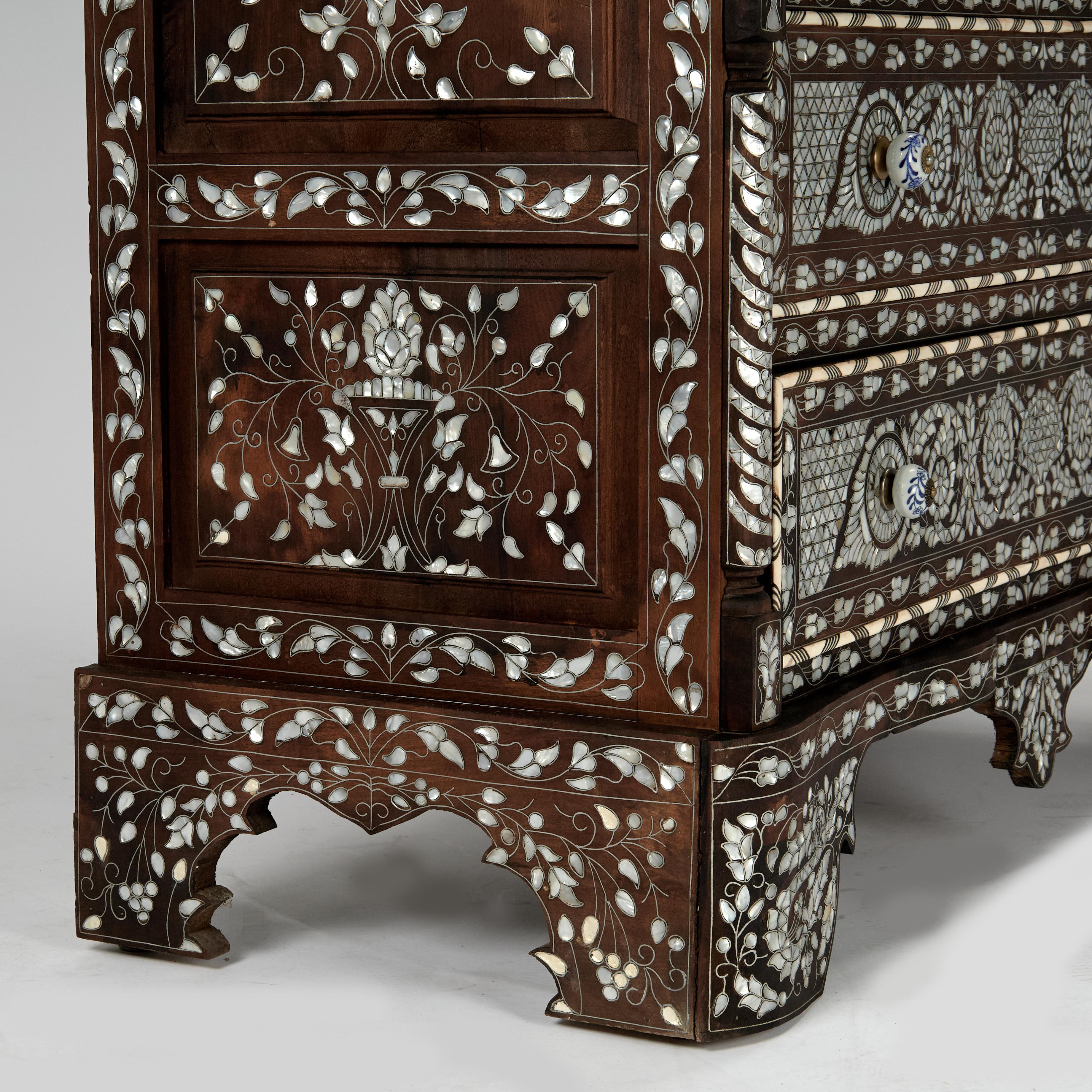 Antique Inlaid Moroccan Tall Chest For Sale 8