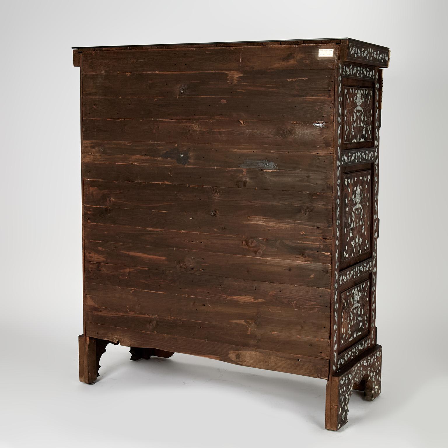 Antique Inlaid Moroccan Tall Chest For Sale 9