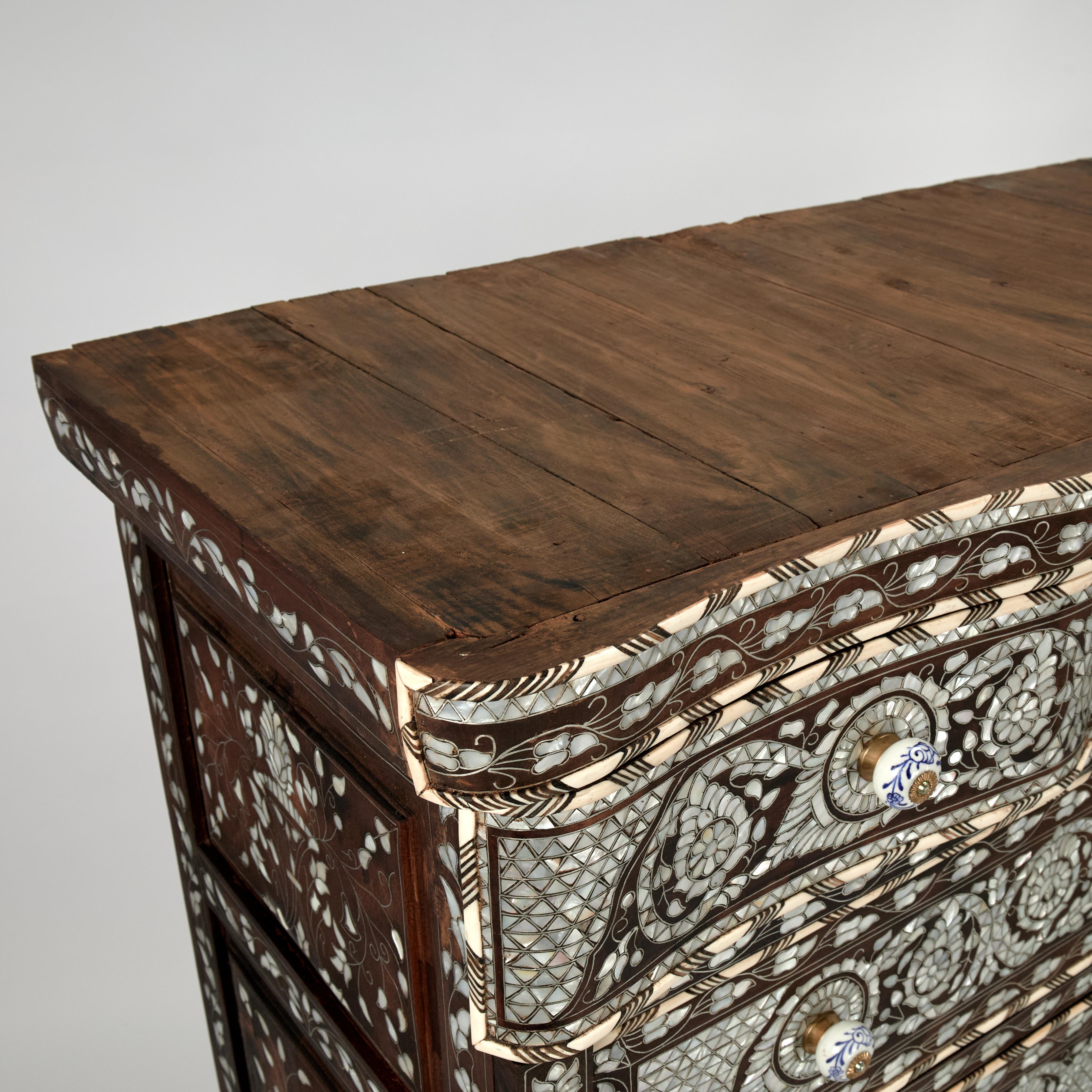 Antique Inlaid Moroccan Tall Chest For Sale 2