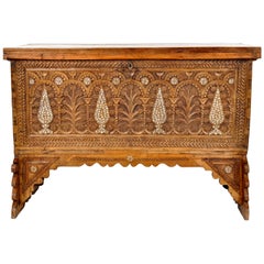 Antike Intarsien Perlmutt Syrien Hochzeit Mitgift Truhe Coffer Trunk:: 1880