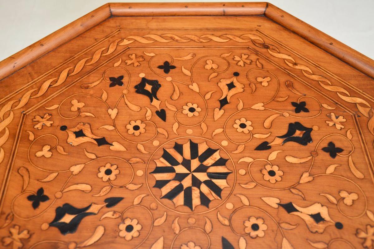 Antique Inlaid Olive Wood Occasional Side Table In Good Condition In London, GB