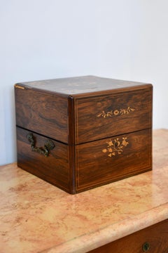 Antique Inlaid Rosewood Tantalus