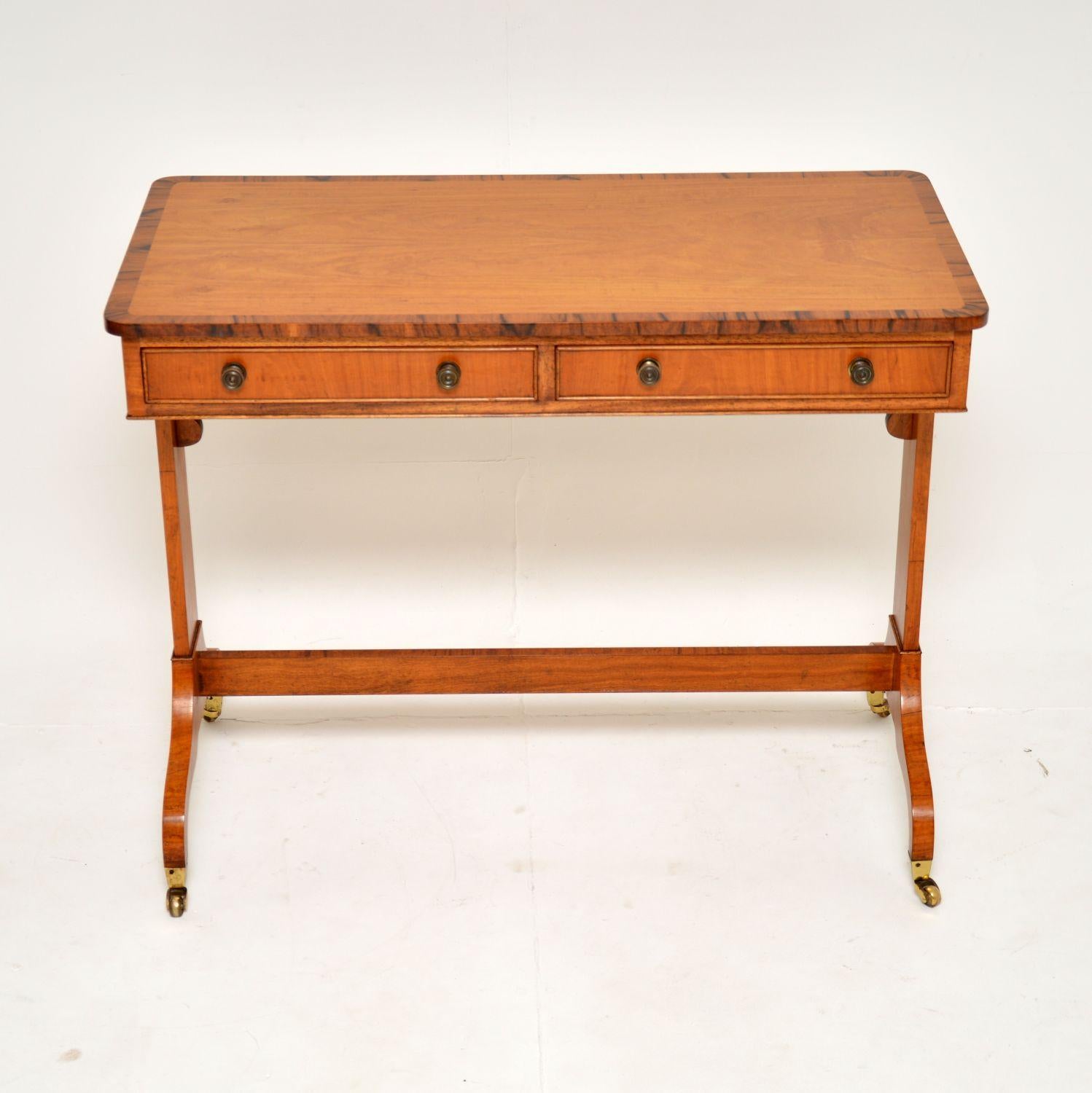Regency Antique Inlaid Satin Wood Desk / Writing Table