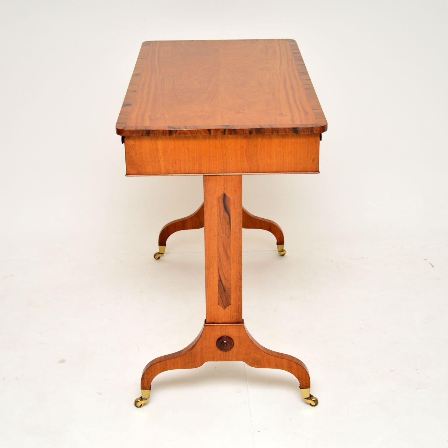 English Antique Inlaid Satin Wood Desk / Writing Table