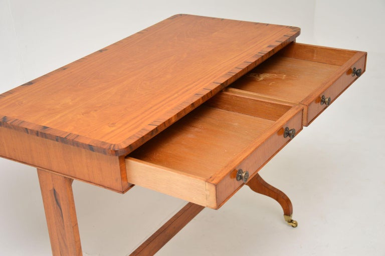 Antique Inlaid Satin Wood Desk / Writing Table For Sale at 1stDibs