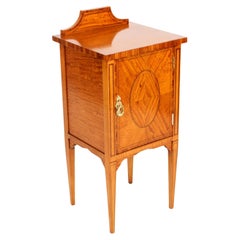 Antique Inlaid Satinwood Bedside Cabinet c.1880 19th Century