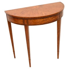 Tavolo consolle antico in legno satinato intarsiato