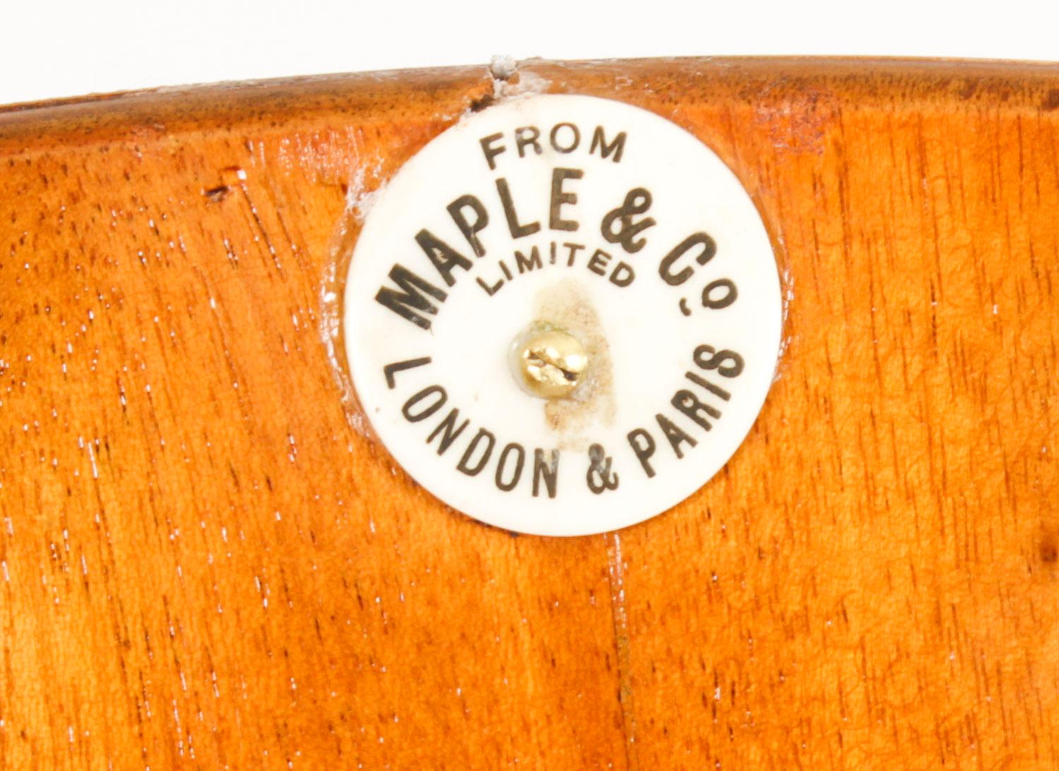 Table de toilette ancienne en bois de citronnier incrusté Maple & Co 19ème siècle en vente 13