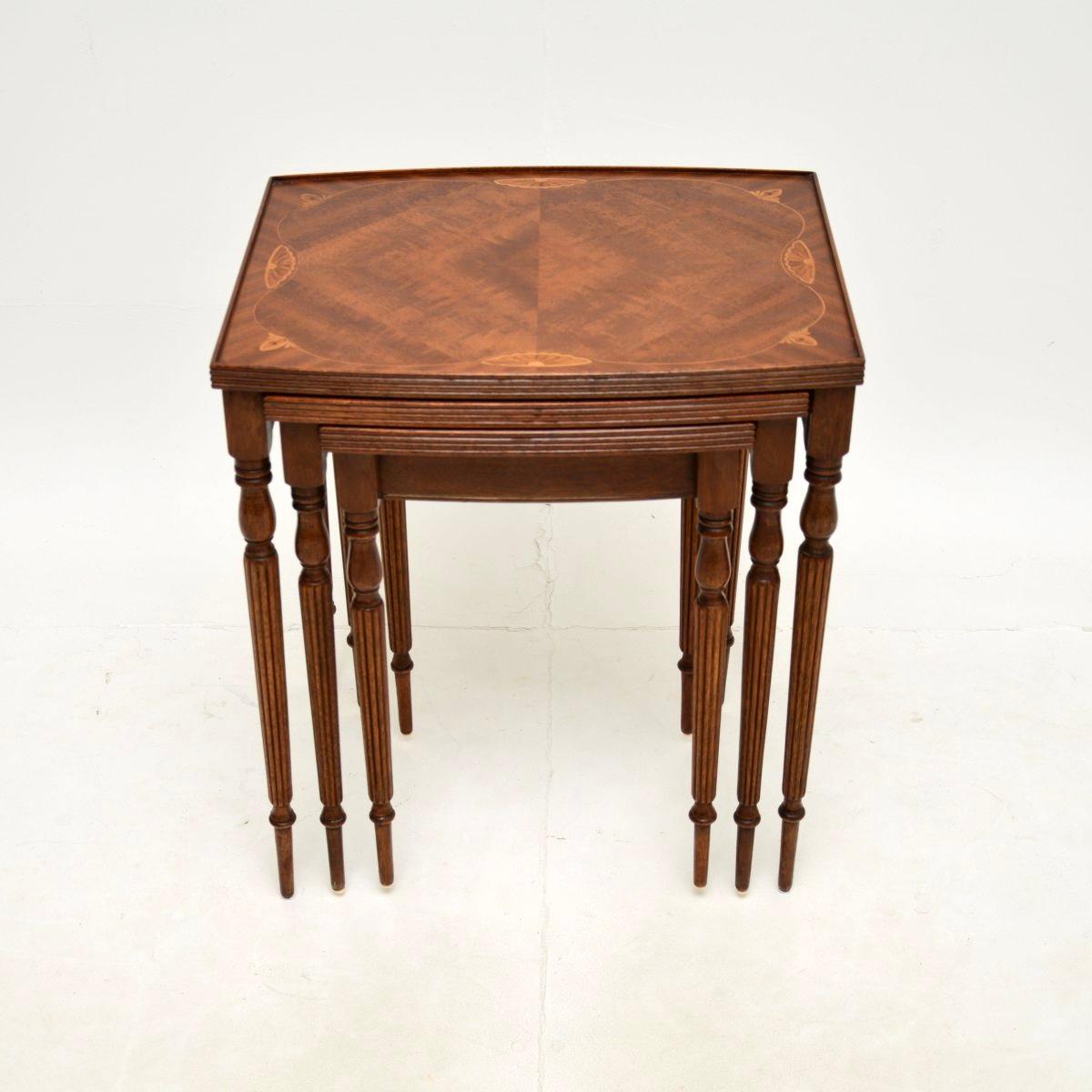British Antique Inlaid Satinwood Nest of Tables