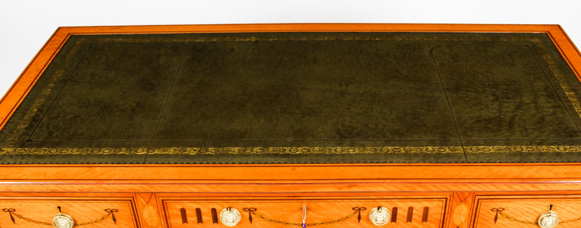Antique Inlaid Satinwood Writing Table Desk by Edwards & Roberts, 19th Century 4