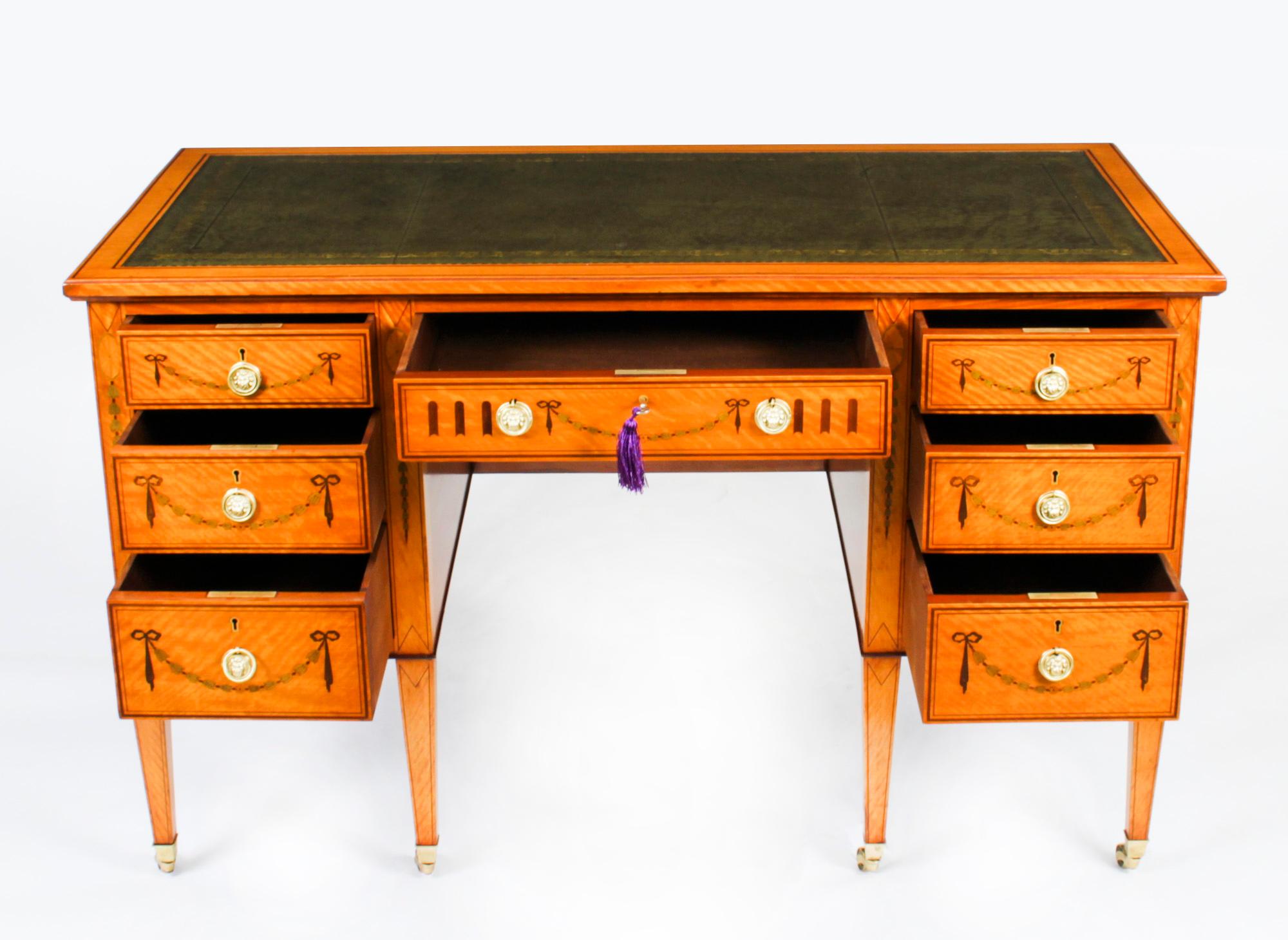 Antique Inlaid Satinwood Writing Table Desk by Edwards & Roberts, 19th Century 7