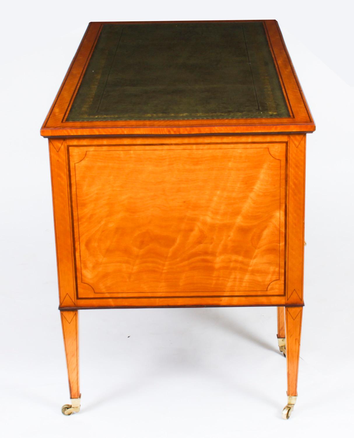 Antique Inlaid Satinwood Writing Table Desk by Edwards & Roberts, 19th Century 11