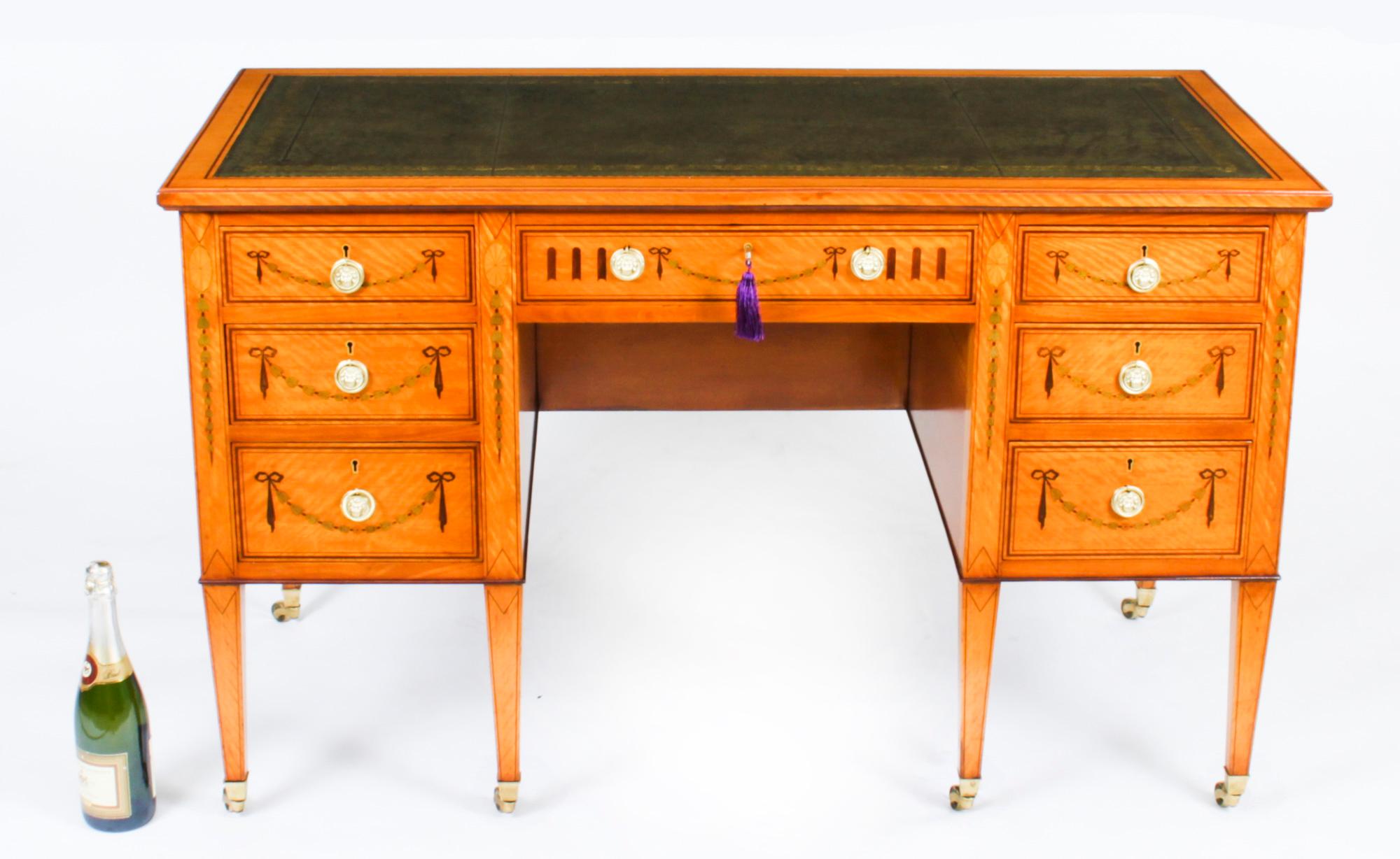 Antique Inlaid Satinwood Writing Table Desk by Edwards & Roberts, 19th Century 13