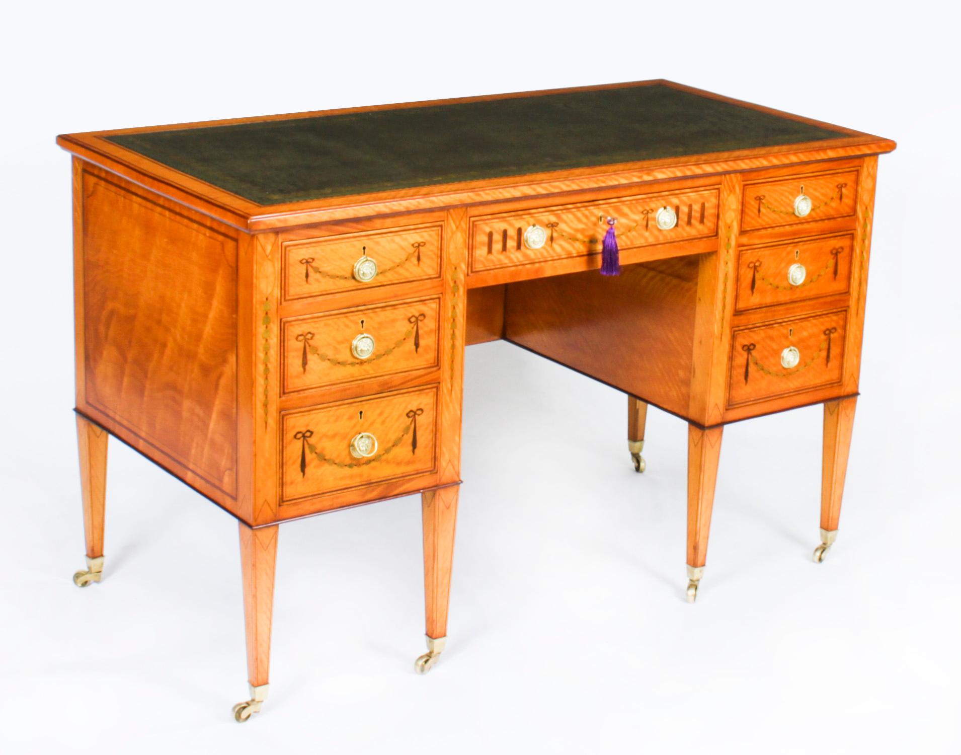 Antique Inlaid Satinwood Writing Table Desk by Edwards & Roberts, 19th Century 14