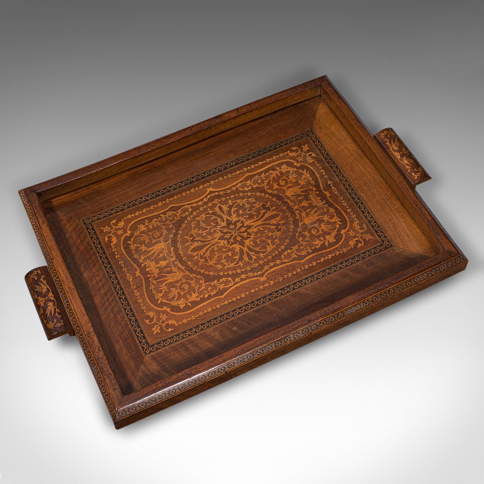 Wood Antique Inlaid Serving Tray, Anglo Indian, Colonial, Afternoon Tea, Victorian