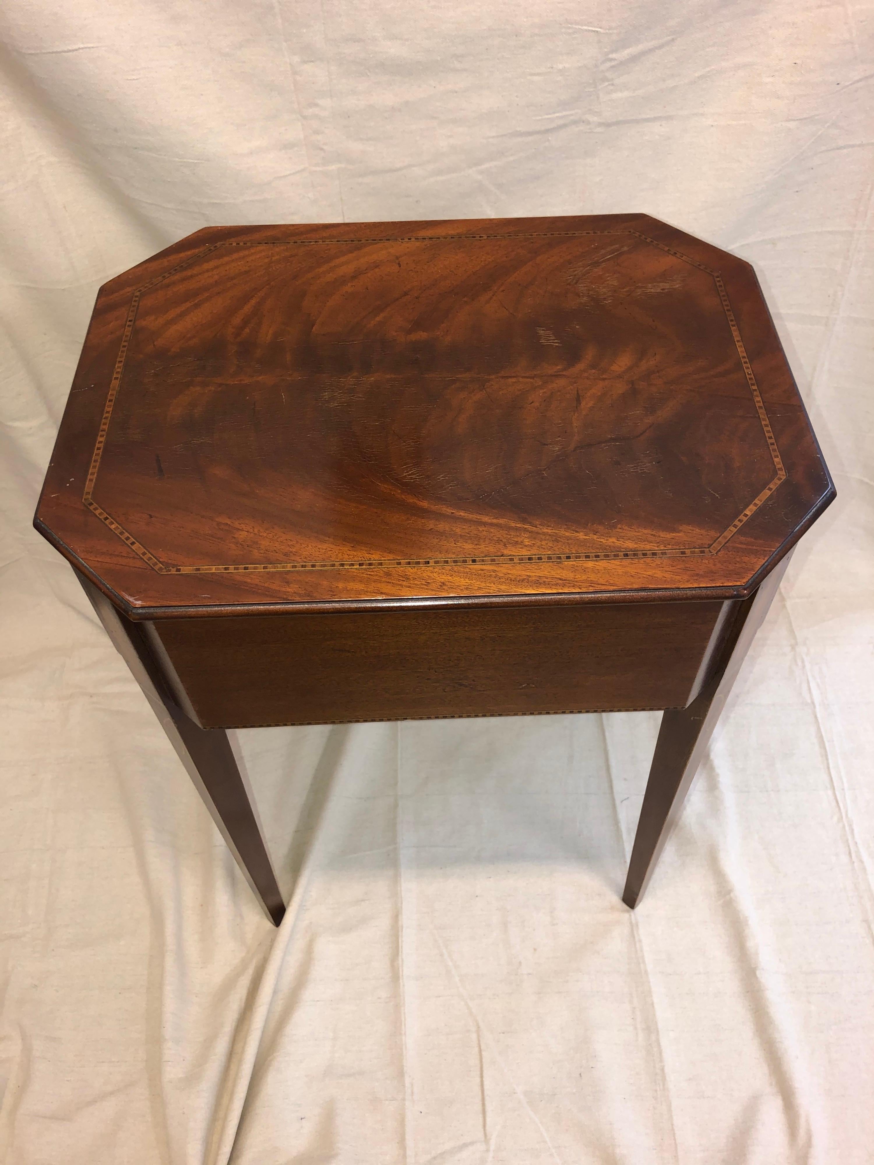 Antique Inlaid Sheraton End Table/Nightstand 3