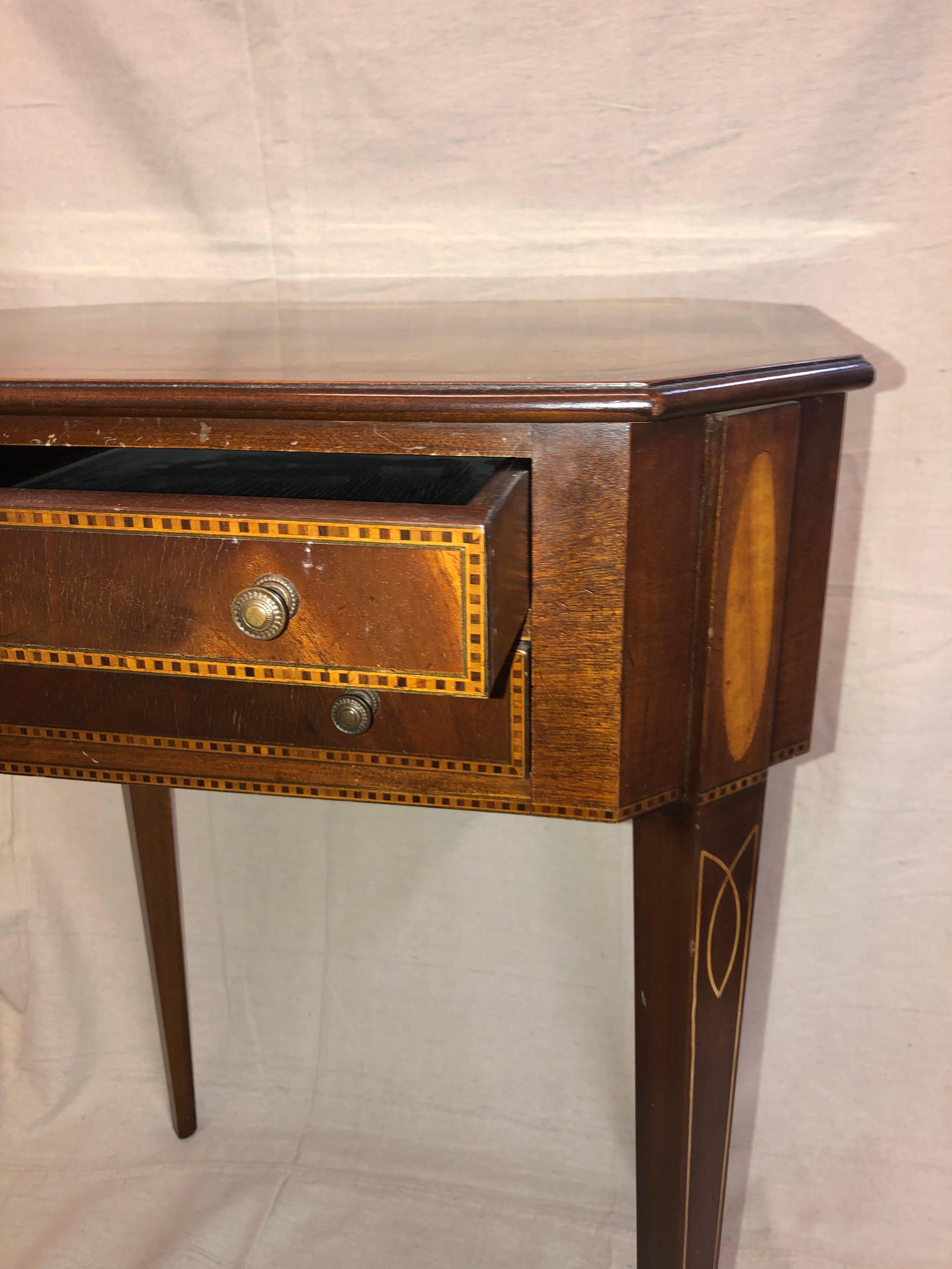 English Antique Inlaid Sheraton End Table/Nightstand