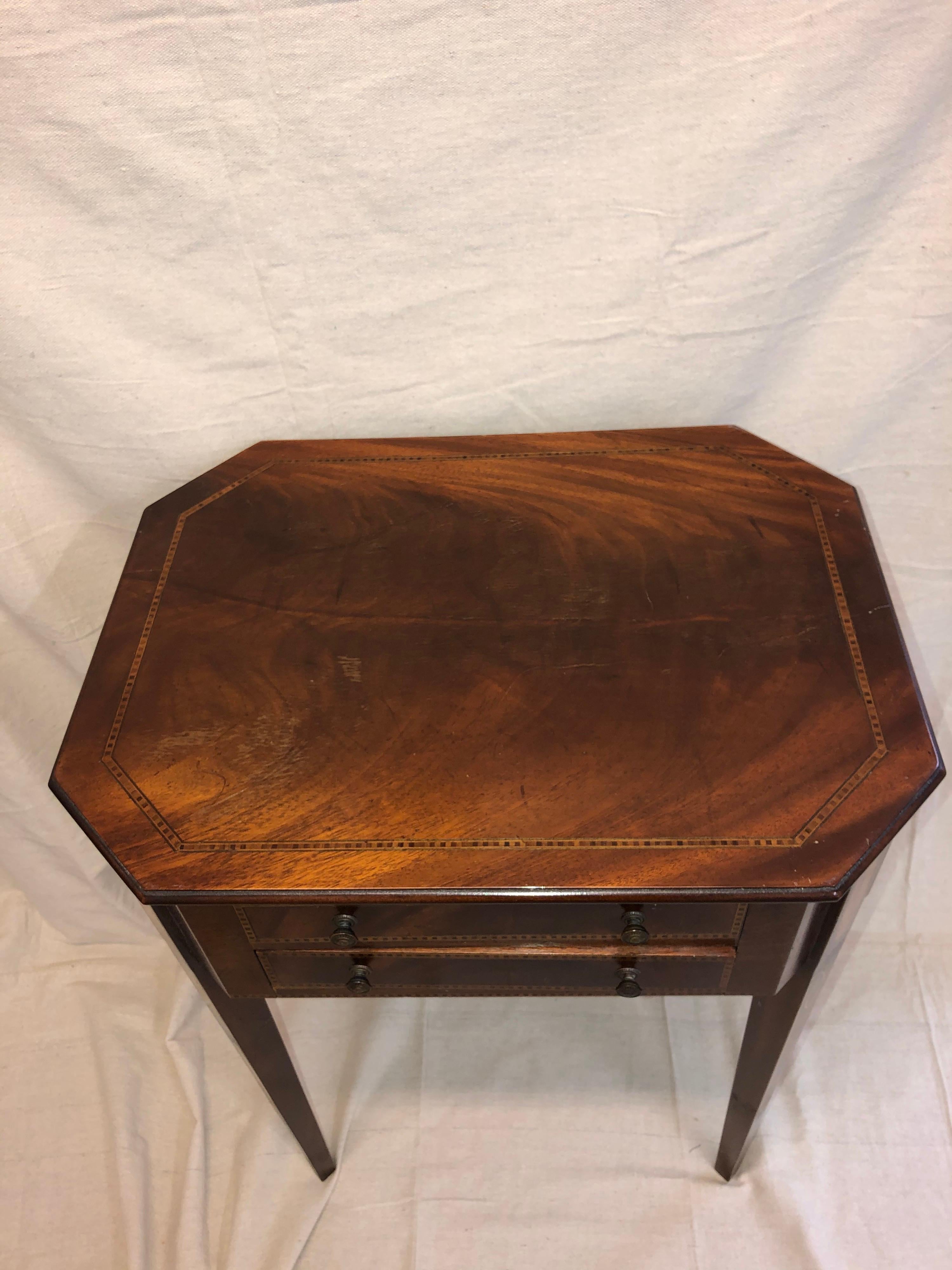19th Century Antique Inlaid Sheraton End Table/Nightstand