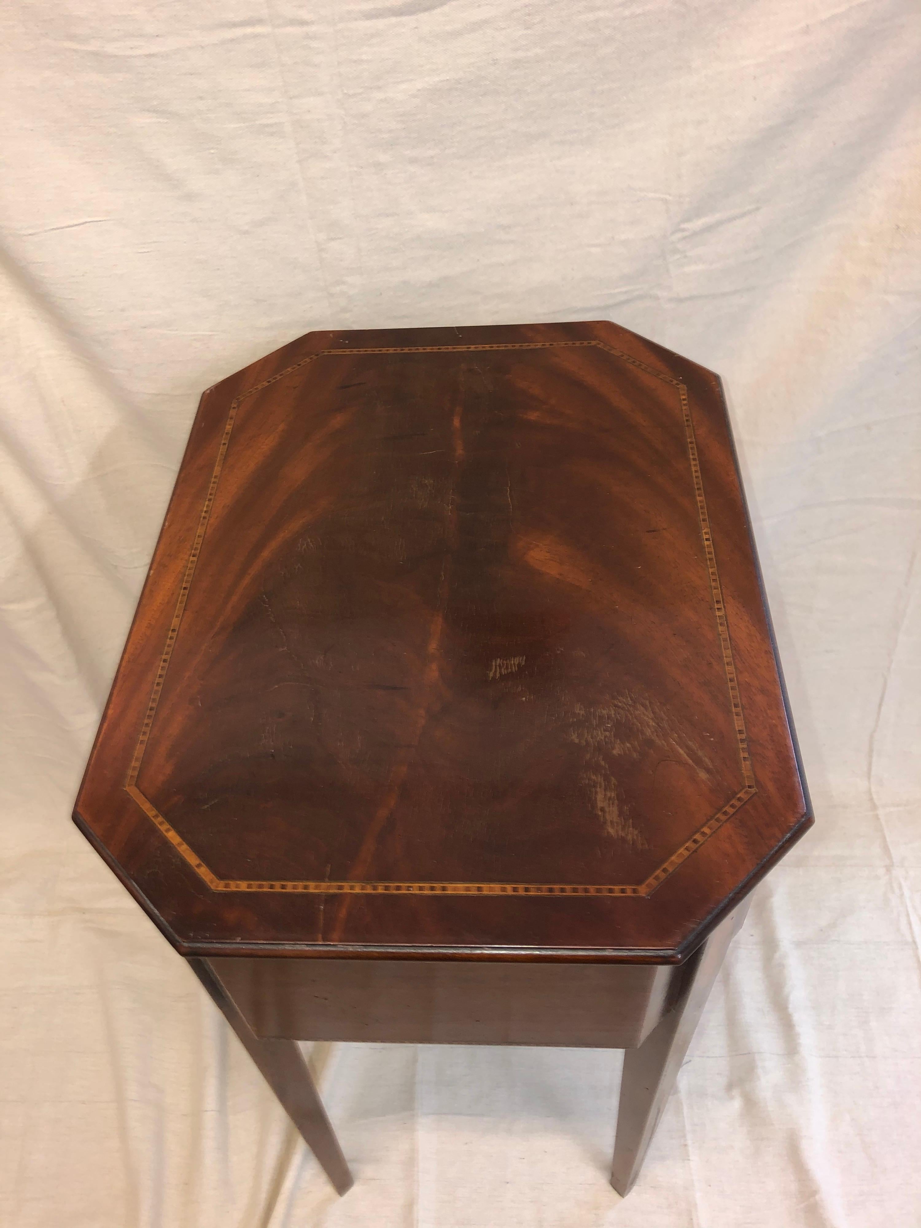 Antique Inlaid Sheraton End Table/Nightstand 1