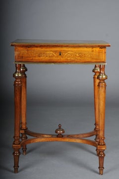 Antique inlaid side table/sewing table Napoleon III, brass