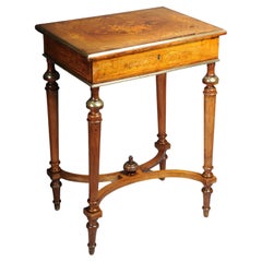 Vintage inlaid side table/sewing table Napoleon III, brass