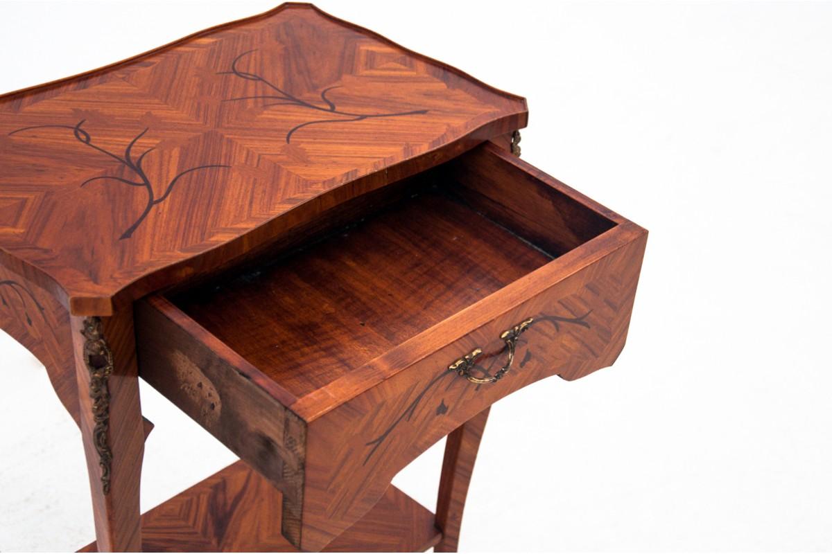 French Antique Inlaid Side Table with Drawer, France, circa 1910