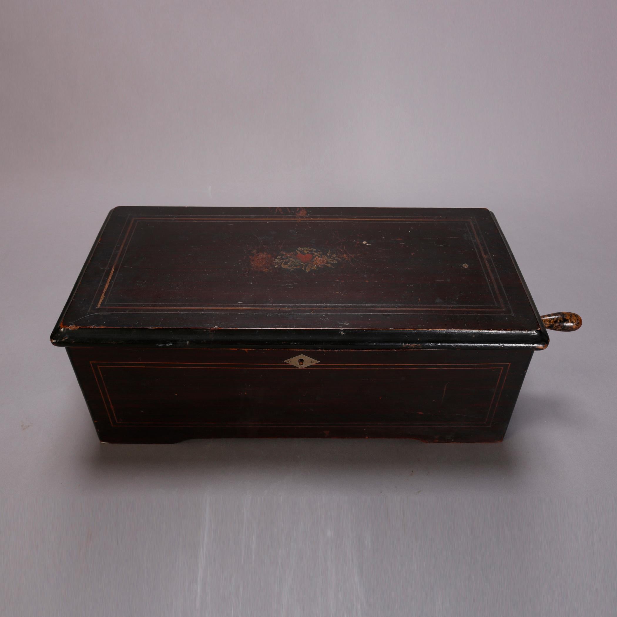 Antique Inlaid Swiss 8-Tune Cylinder Music Box, circa 1880 1