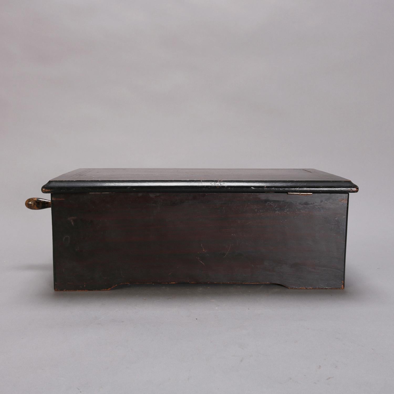 Inlay Antique Inlaid Swiss 8-Tune Cylinder Music Box, circa 1880