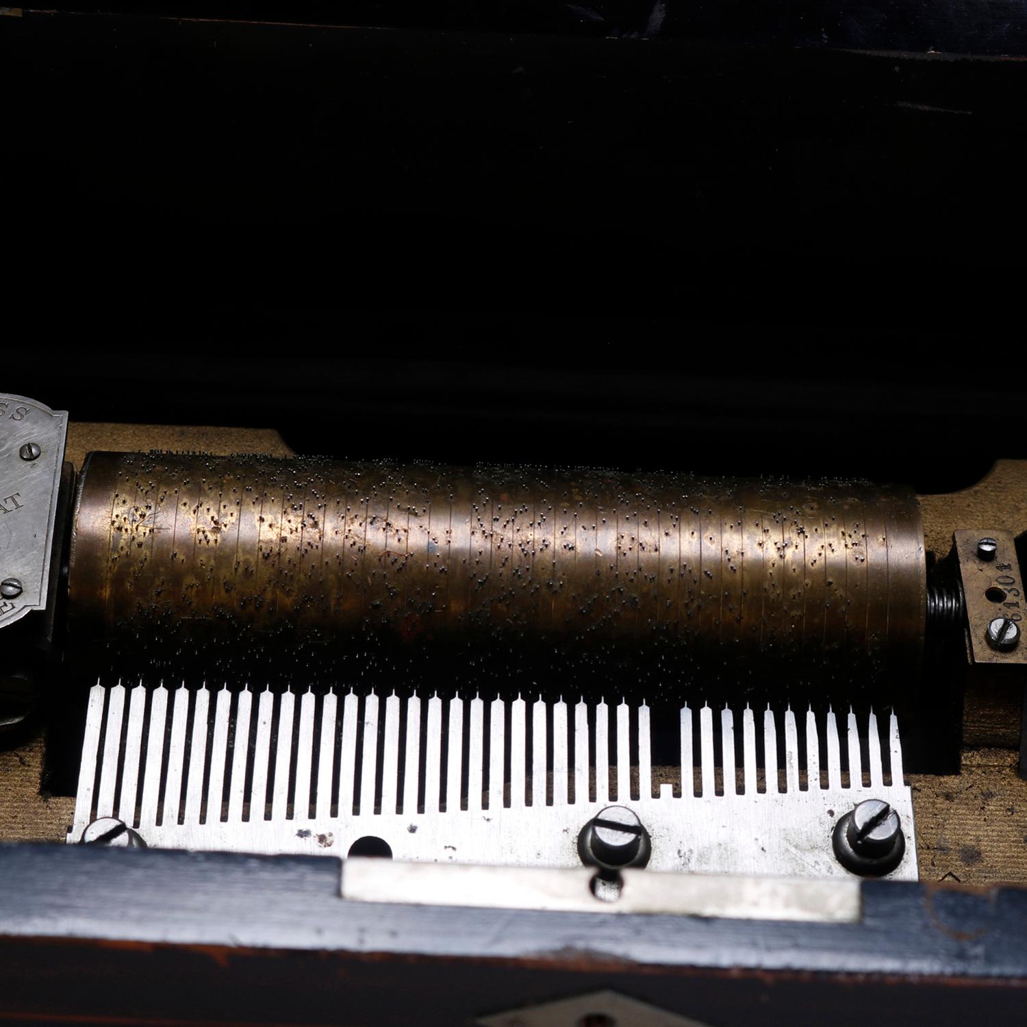 19th Century Antique Inlaid Swiss 8-Tune Cylinder Music Box, circa 1880