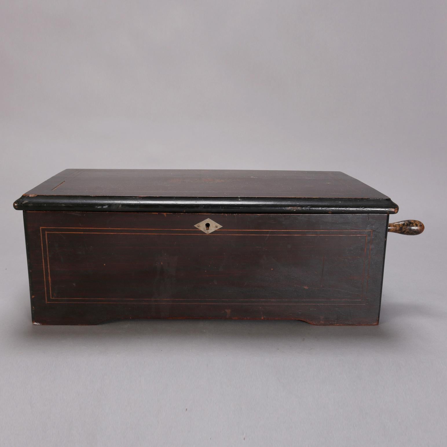 Satinwood Antique Inlaid Swiss 8-Tune Cylinder Music Box, circa 1880