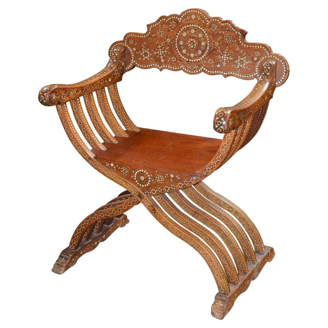 Antique Inlaid Syrian Armchair