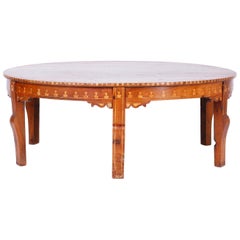 Table basse ronde ancienne en marqueterie syrienne