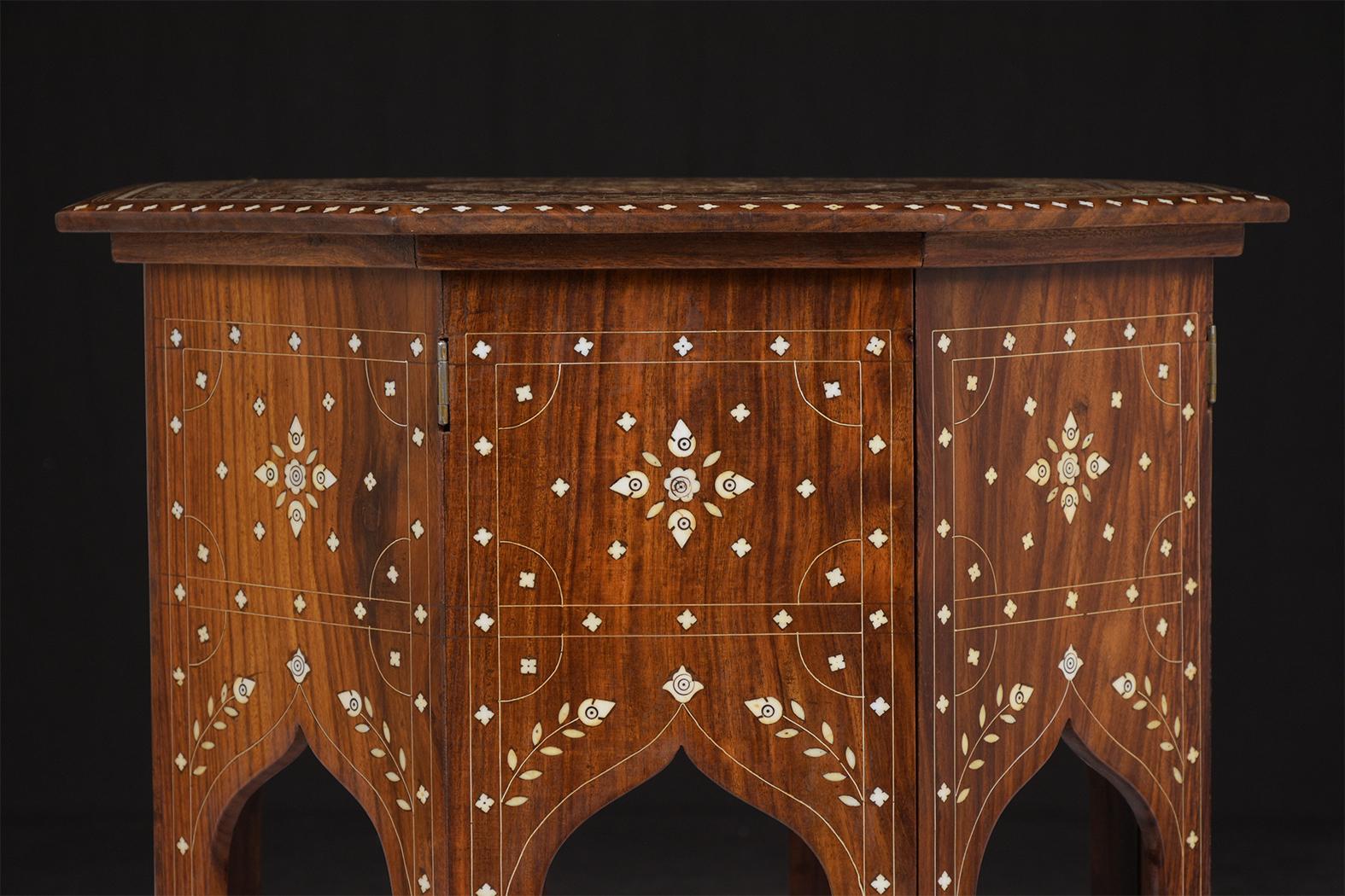 Early 20th Century Antique Inlaid Syrian Side Table 