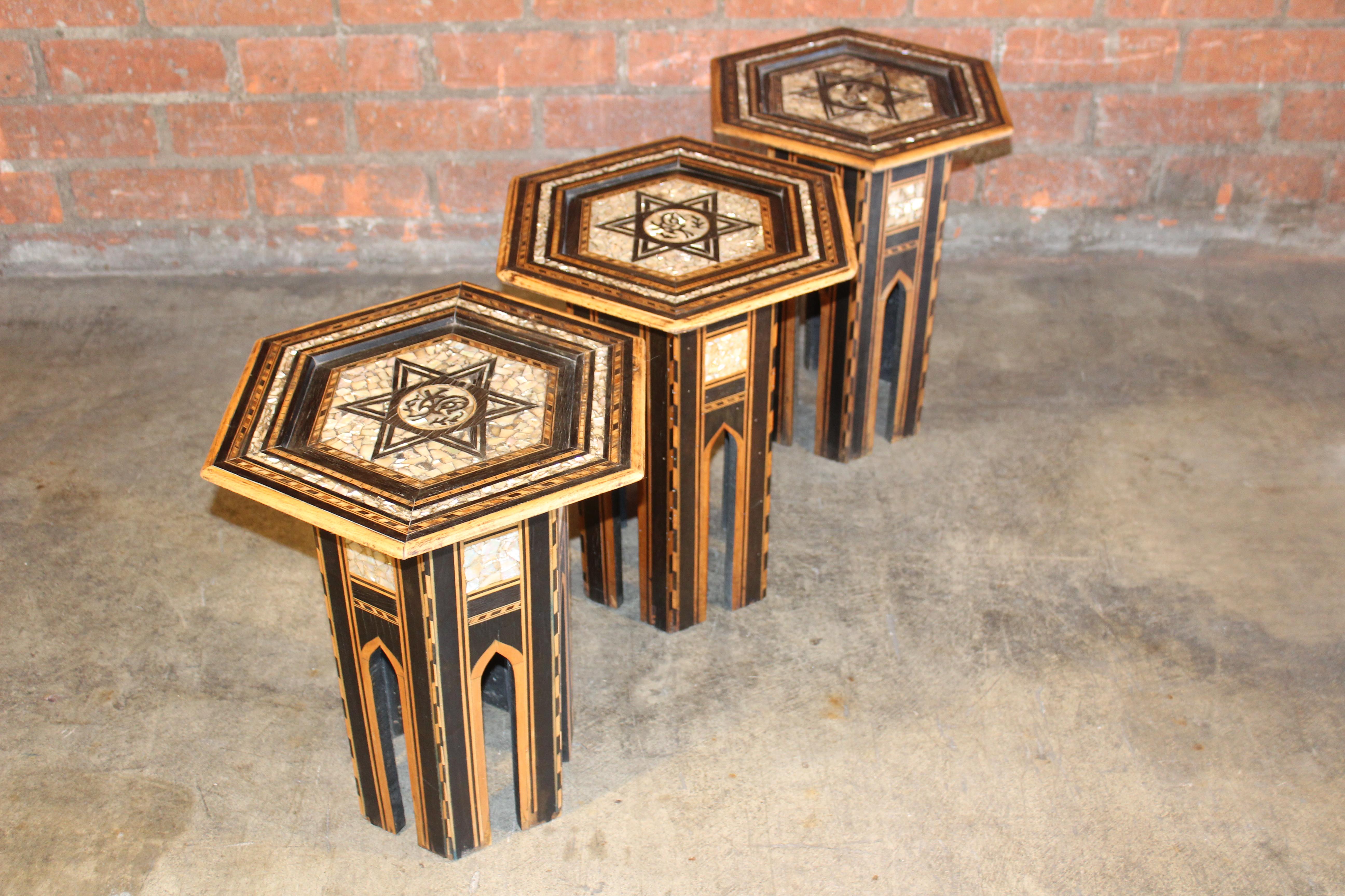 Moorish Antique Inlaid Syrian Tables