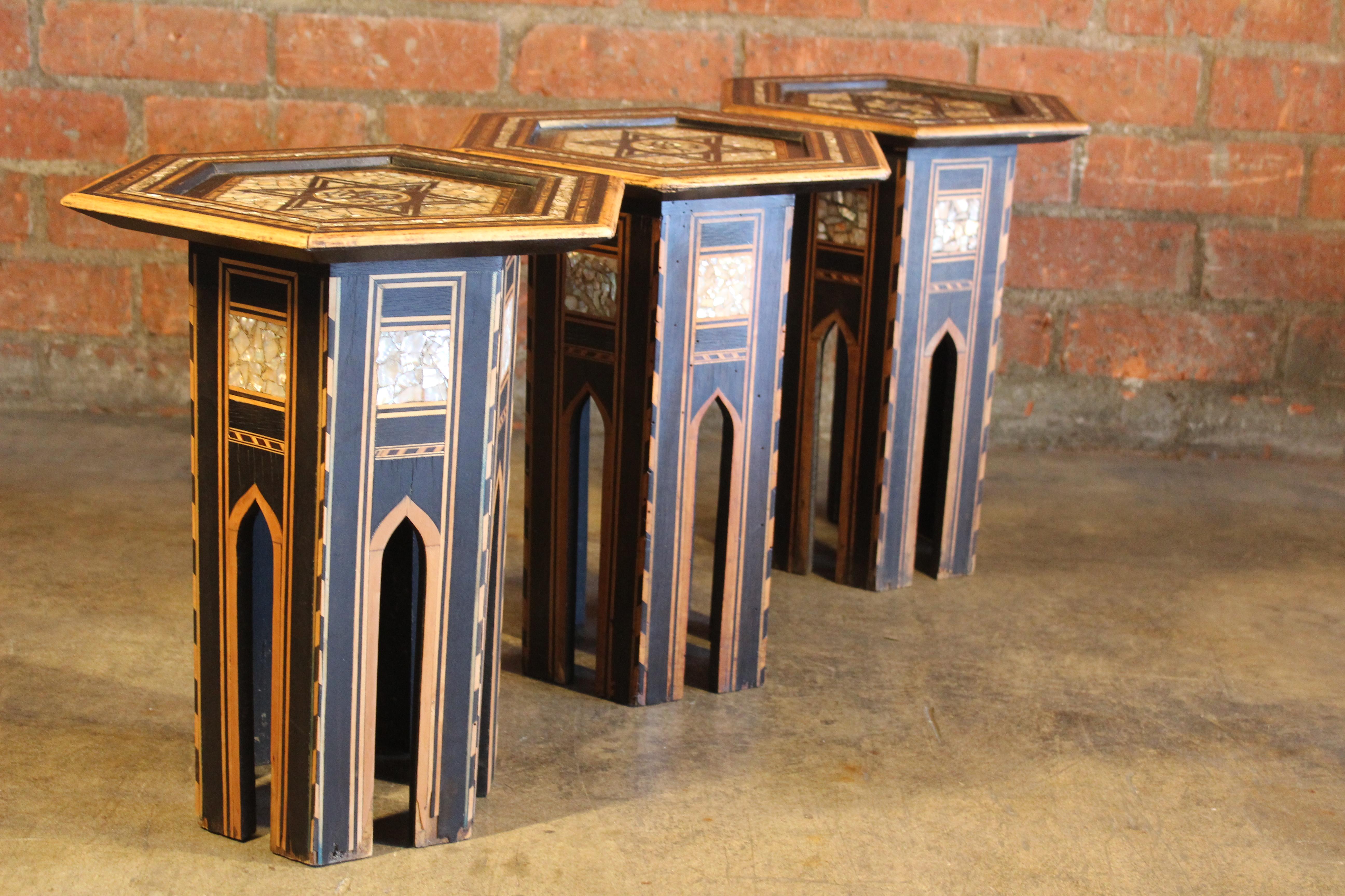 Antique Inlaid Syrian Tables In Good Condition In Los Angeles, CA