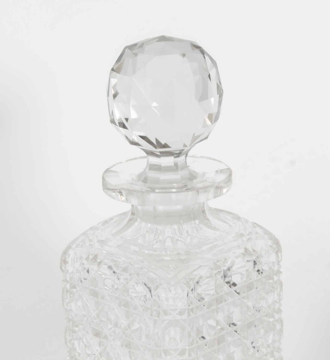 Antique Inlaid Three Cut Crystal Decanter Tantalus & Games 19th Century 9