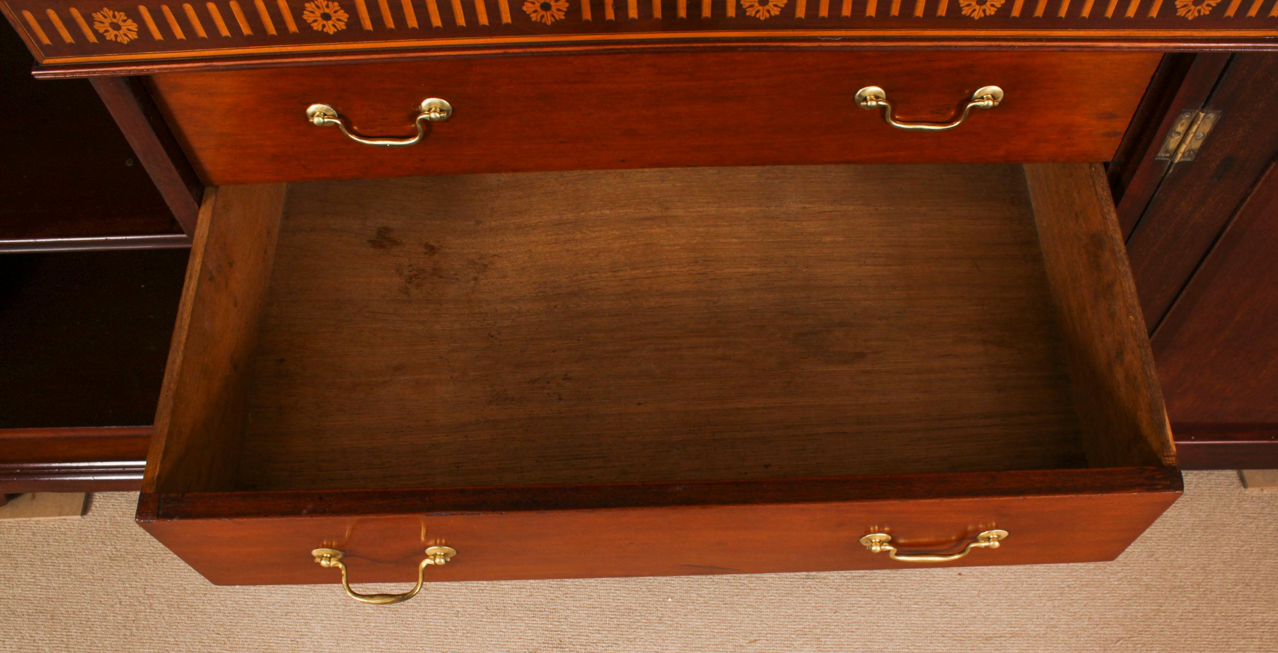 Antique Inlaid Three Door Breakfront Library Bookcase 19th Century 5