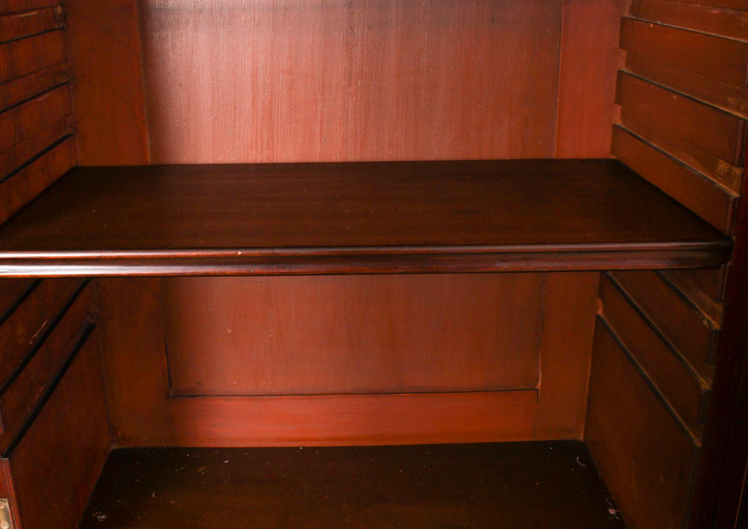 Antique Inlaid Three Door Breakfront Library Bookcase 19th Century 10