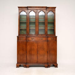 Antique Inlaid Walnut Breakfront Bookcase