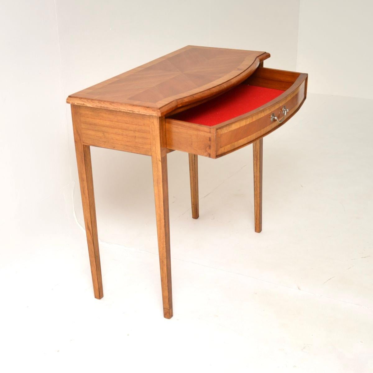 British Antique Inlaid Walnut Console Side Table For Sale