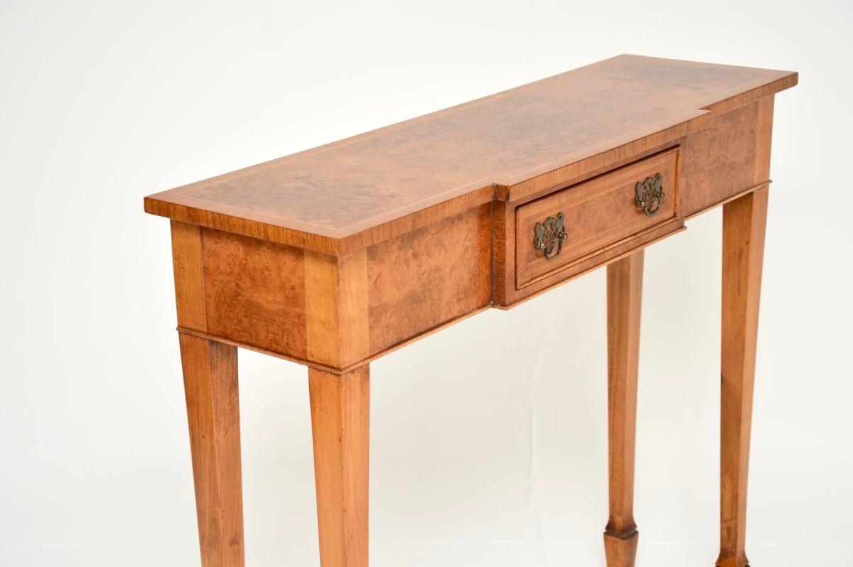 British Antique Inlaid Walnut Console Side Table For Sale