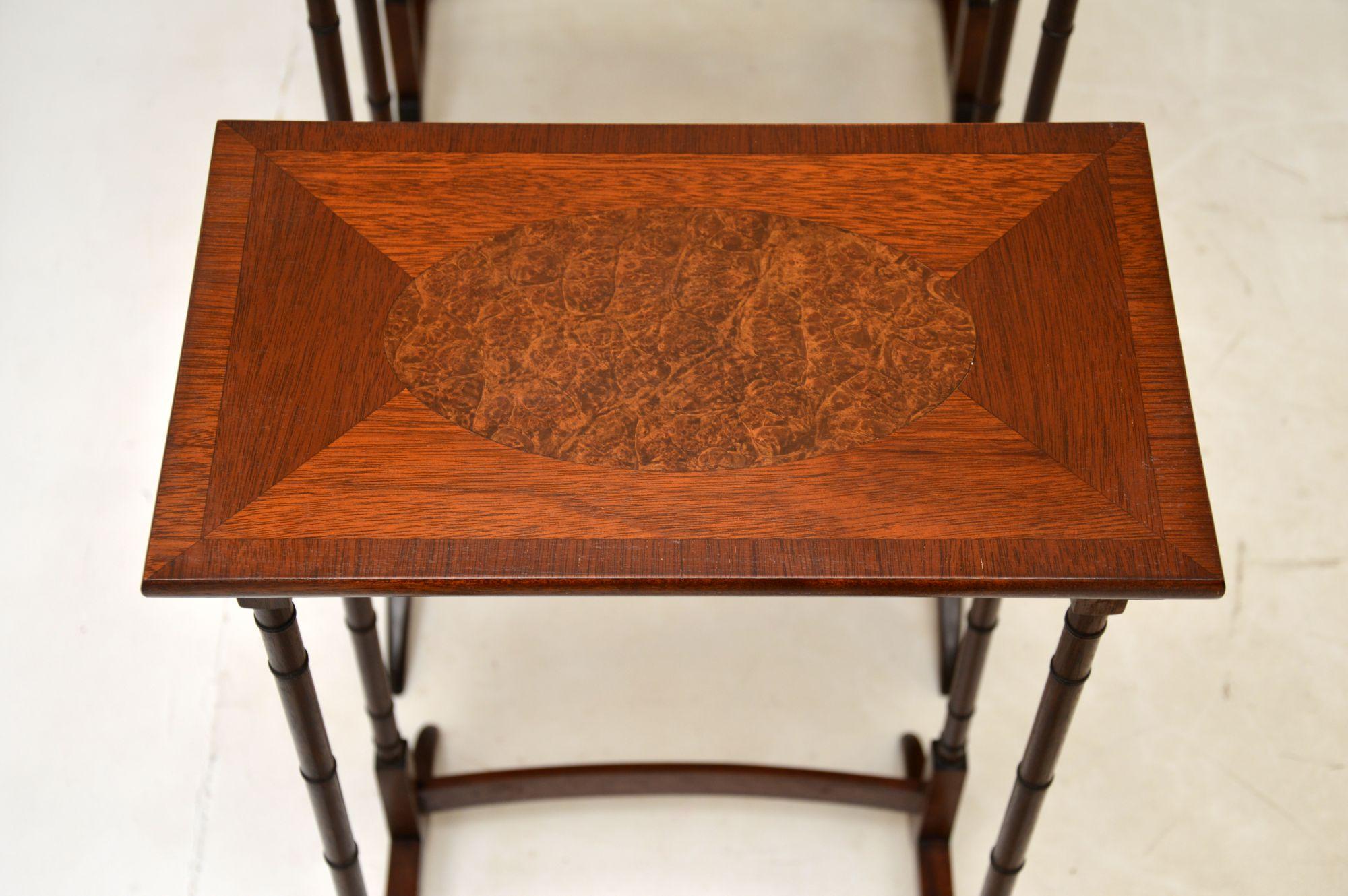 Antique Inlaid Walnut Nest of 4 Tables In Good Condition In London, GB