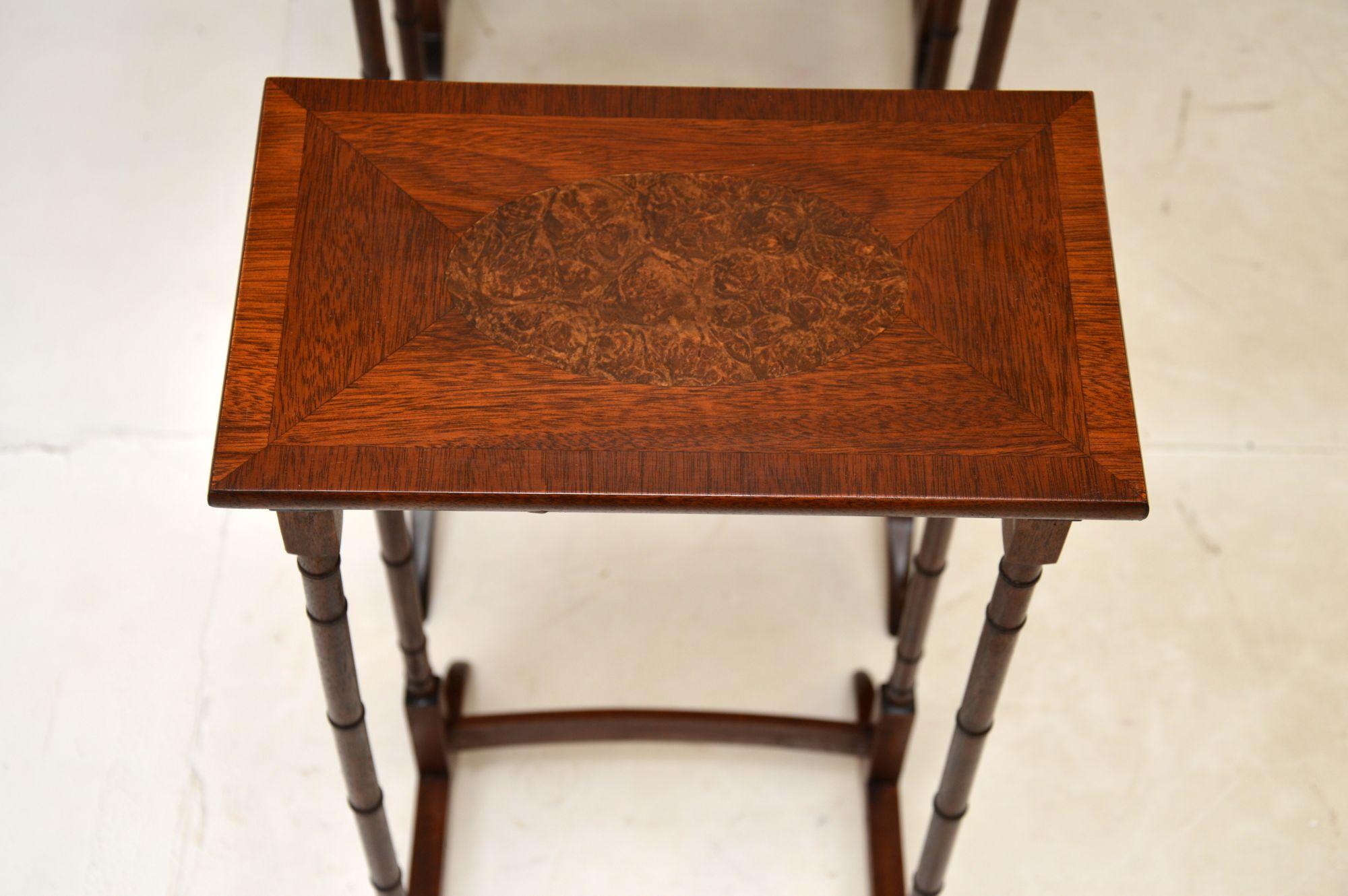 Mid-20th Century Antique Inlaid Walnut Nest of 4 Tables