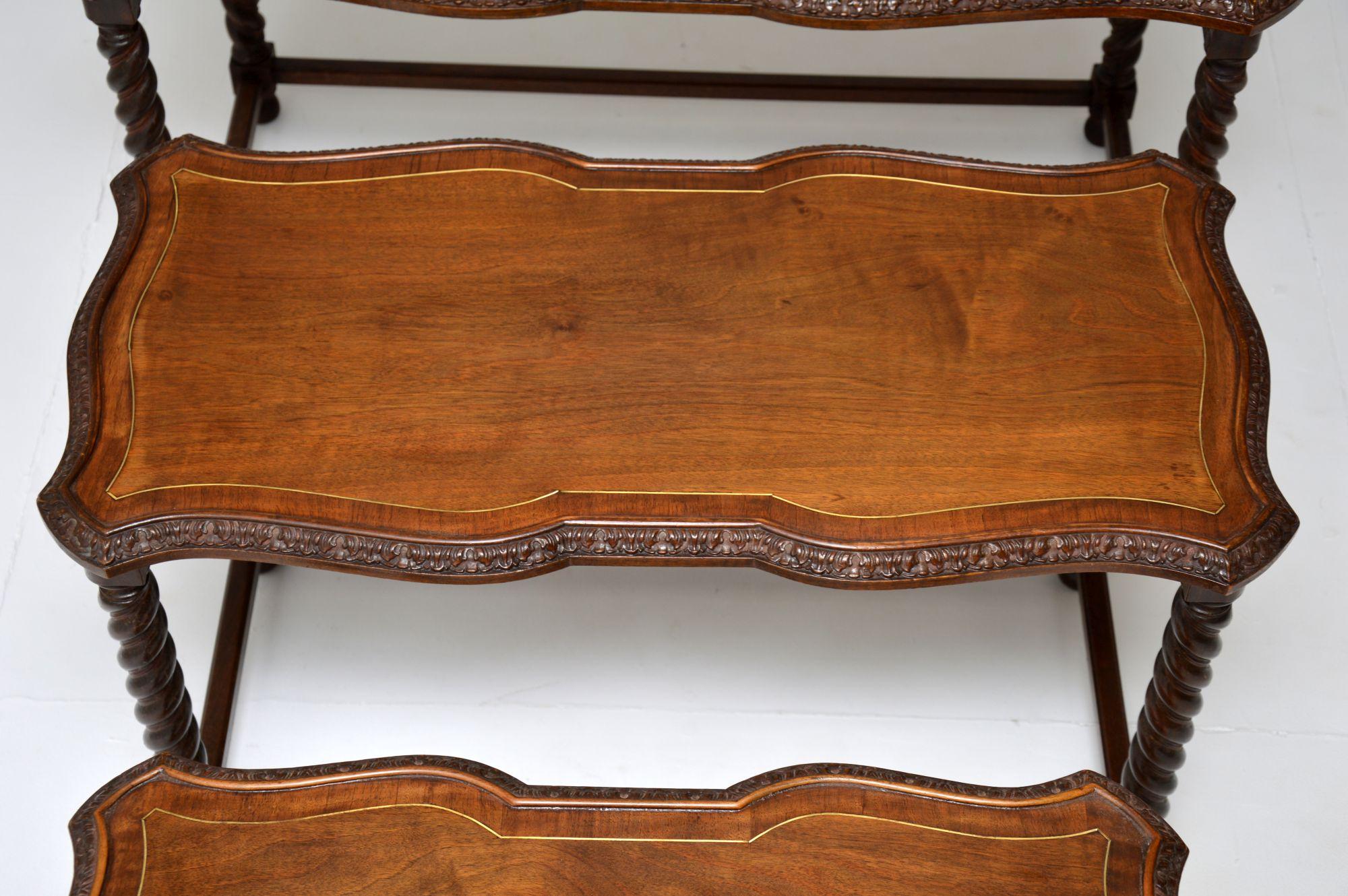 20th Century Antique Inlaid Walnut Nesting Coffee Table For Sale