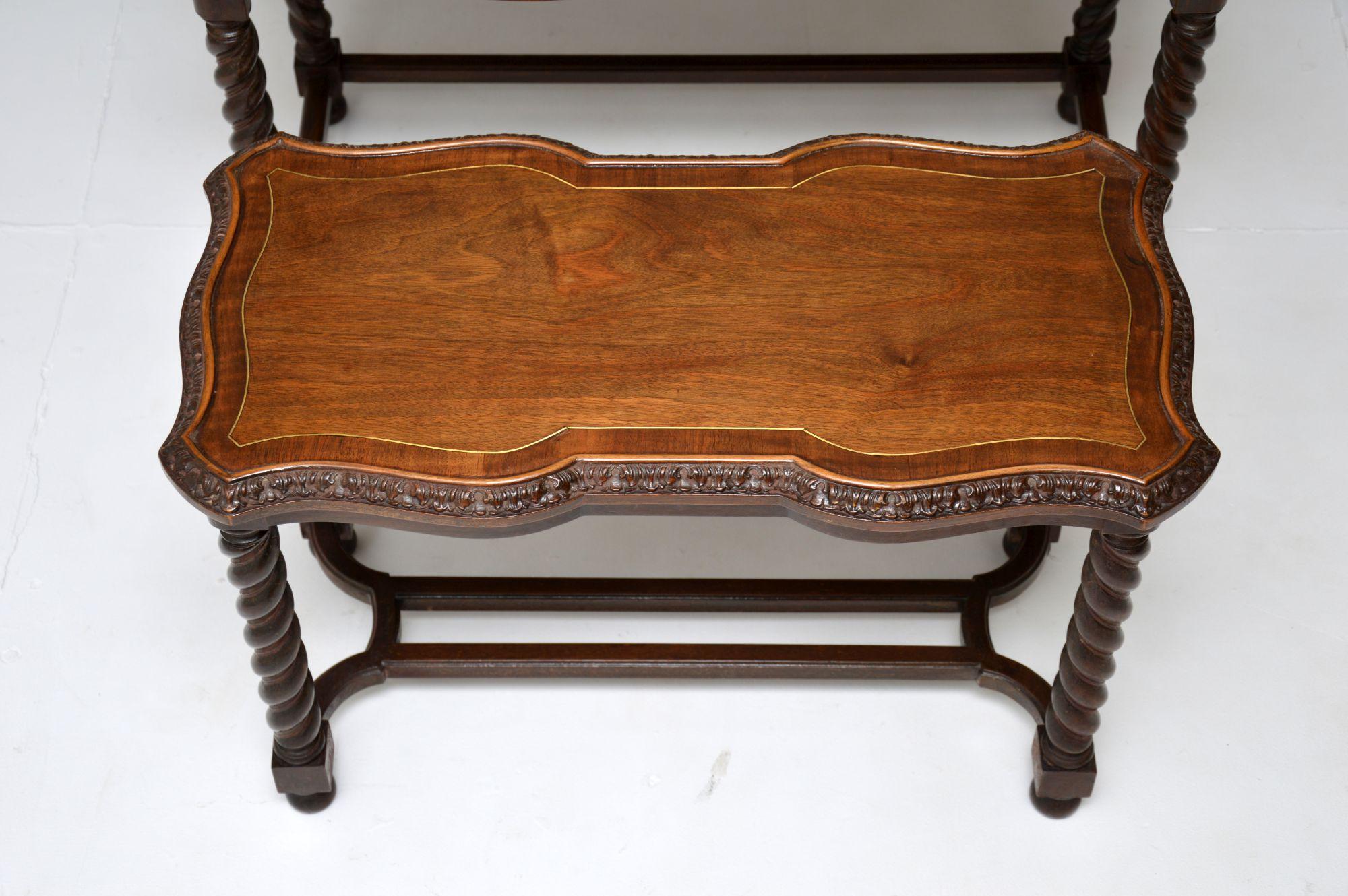 Antique Inlaid Walnut Nesting Coffee Table For Sale 1