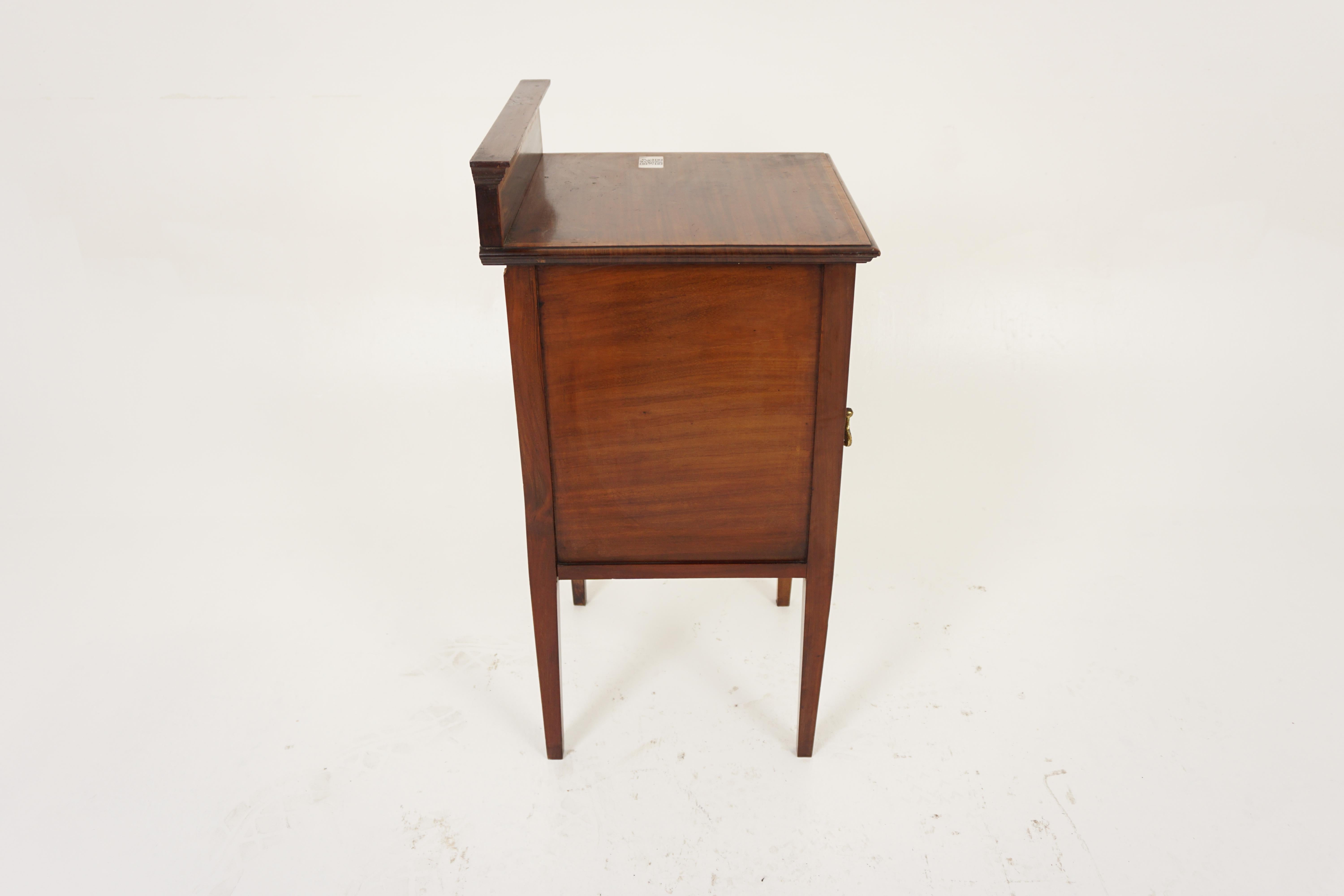 Antique Inlaid Walnut Nightstand, Sheraton Bedside Table, Scotland 1900, H969 For Sale 2